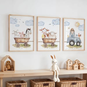 Farm Nursery Prints: Animals Wall Art Set, Kids Decor