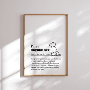 Impresión digital de definición de hada dogmother, idea de regalo para paseador de perros, idea de regalo de guardería para perros, regalo de mamá de perro, regalo de amante de perros, regalo de niñera de perros,