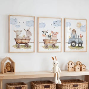 Farm Animals Nursery Prints - Set of 3 - Farm Yard Decor