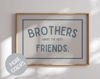 Brothers Make Friends Print, Shared Kids Bedroom, Siblings, Playroom Decor