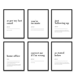 Funny Office Prints | Set of 6  Funny Quotes | Digital Print | Office Wall Art | Home Office Decor | Office Décor | Inspirational Wall Art