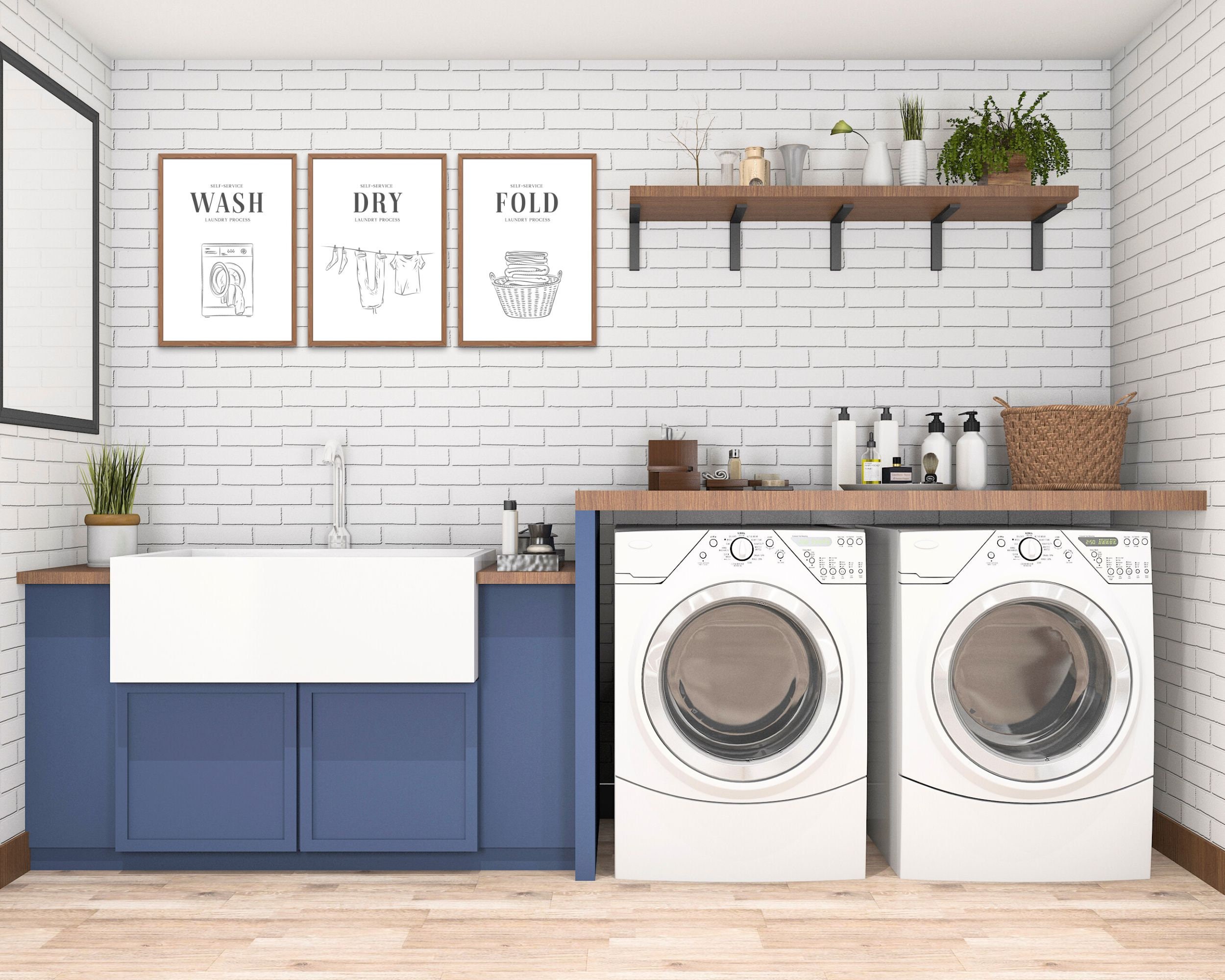 Laundry Room Art Prints: Wash, Dry, Fold - Set of 3 - Etsy