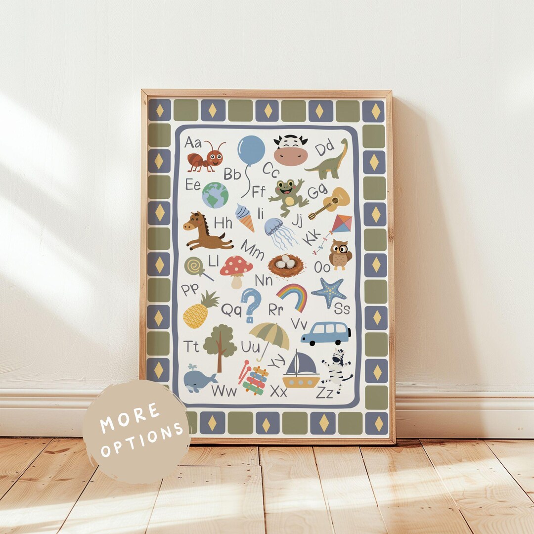 Alphabet Poster, ABC Nursery Print, Playroom Decor, Educational Kids ...