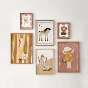 Mix & Match Animals Prints, Kids Prints, Nursery Prints, Retro Animals Print, Animals Portrait, Kids Room Wall Art, Safari Animal Prints