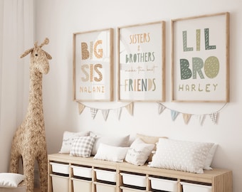 Brother and Sister Make Best Friends Prints, Sibling Prints, Shared Bedroom, Big Sis Lil Bro, Big Bro Lil Sis, Girls Bedroom, Boys Bedroom