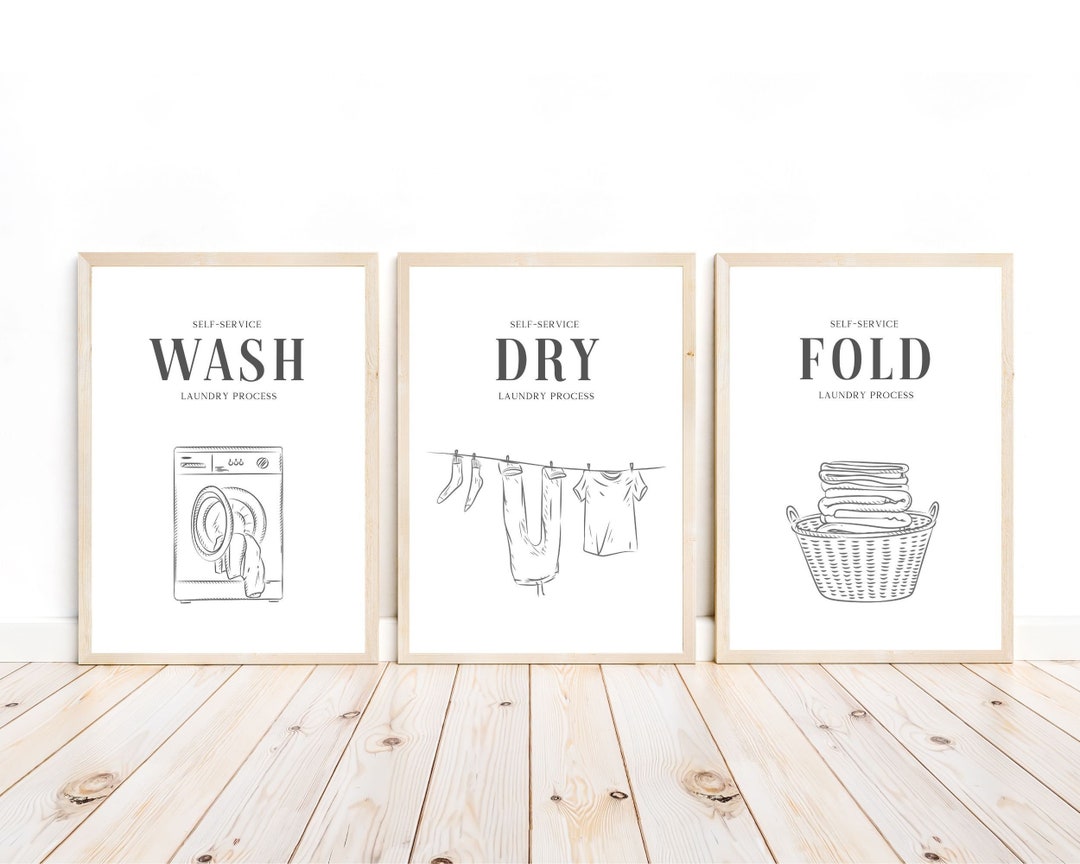 Laundry Room Prints,set of 3 Digital Printable Art, Utility Room ...