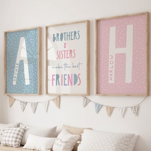 Brothers and Sisters Make the Best Friends Prints, prints broer of zus, gedeelde slaapkamer, kindernaamafdruk, speelkamer, meisjesslaapkamer, jongensslaapkamer