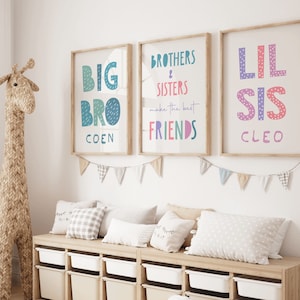 Brother and Sister Make Best Friends Prints, Sibling Prints, Shared Bedroom, Big Sis Lil Bro, Big Bro Lil Sis, Girls Bedroom, Boys Bedroom