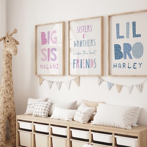 Brother and Sister Make Best Friends Prints, Sibling Prints, Shared Bedroom, Big Sis Lil Bro, Big Bro Lil Sis, Girls Bedroom, Boys Bedroom
