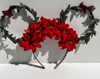 Christmas Mickey Ears | Christmas Ears | Mickey Inspired Ears | Disney Christmas Ears | Disney Ears | Minnie Mouse Ears | Wreath Ears |