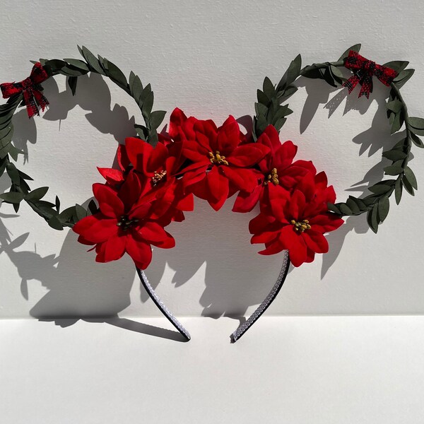 Christmas Mickey Ears / Christmas Ears / Mickey Inspired Ears / Disney Christmas Ears / Disney Ears / Minnie Mouse Ears / Wreath Ears /