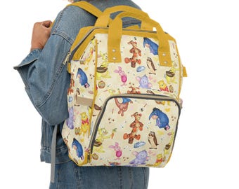 Winnie the Pooh Diaper Bag Backpack | Disney Baby Travel Bag | Mickey Mom Bag | Diaper Backpack for Disney Trips | Mickey Nursery Gift