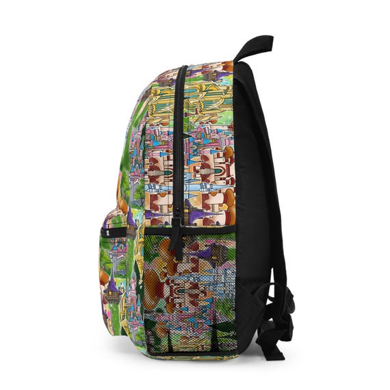 Disney Black Backpack with Colorful Castle Design Disney Castle Watercolor Backpack, Disney Backpack, Castle  main image 3