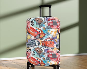 ディズニー ラゲッジカバー、カーズ ライトニング・マックィーン スーツケースプロテクター、旅行用品、ディズニーファンへのギフト、旅行用品