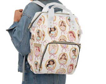 Disney Prinzessinnen Wickeltasche Rucksack | Baby Reisetasche | Prinzessin Mom Tasche für Disney Trips | Windelrucksack | Zauberhaftes Geschenk zur Geburt