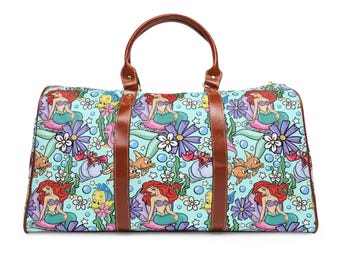 Little Mermaid Duffle Bag, Waterproof Travel Bag, Overnight Bag, Weekend Bag, Disney Luggage, Weekender, Holiday Travel, Disney Gift