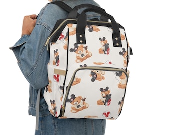 Mickey Ears Diaper Bag: Disney-Inspired Teddy Bear Print Backpack