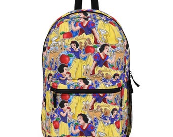 Sac à dos Blanche-Neige Princesse Disney pour l'école ou le voyage Motif pomme rouge et bleu, Sac à dos Fairytale Park pour filles, Disney World