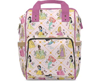 Disney Princess Diaper Bag Disney Baby Backpack, Rapunzel Baby Gift, Travel Bag for Moms, Magical Baby Shower Gift, Cute Princess Tote