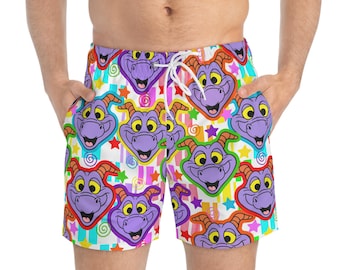 Figment Swim Trunks, Figment Mens Beach Shorts, Disney Vacation Swimwear, Swim Suit Swim Trunks, Vacation Essentials