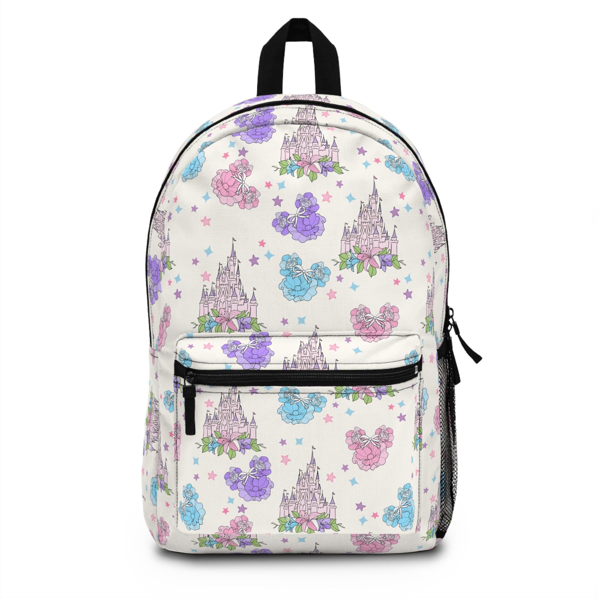 Disney Floral Kids Backpack with Black Straps Loungefly Disney Stitch Tropical Flowers Mini Backpack | Hot  main image 4