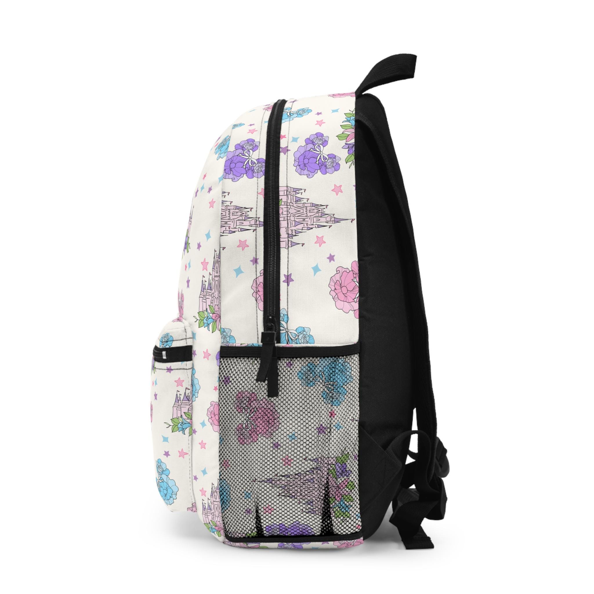 Disney Castle Floral Backpack, Mickey Head School Bag  display picture 2