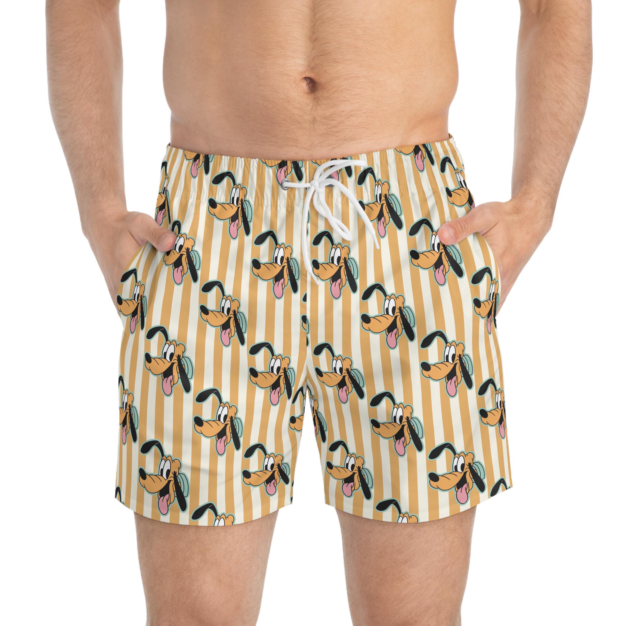 Discover Pluto Swim Trunks, Pluto Mens Beach Shorts, Disney Vacation Swimwear