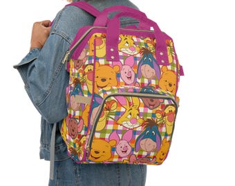Mochila con pañalera de Winnie the Pooh / Bolsa de viaje para bebé Disney / Bolsa para mamá de Mickey / Mochila con pañalera para viajes de Disney / Regalo para la guardería de Mickey