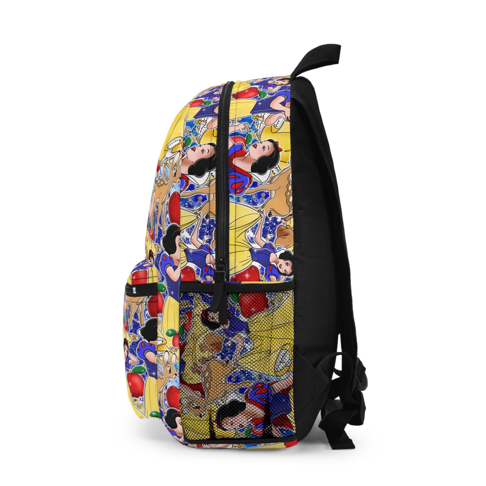 Disney Snow White Sequin Mini Backpack Bag‎ Blue Yellow Red Apple Charm NWT BD Snow White Backpack Disney Princess Bag for School or Travel  main image 3