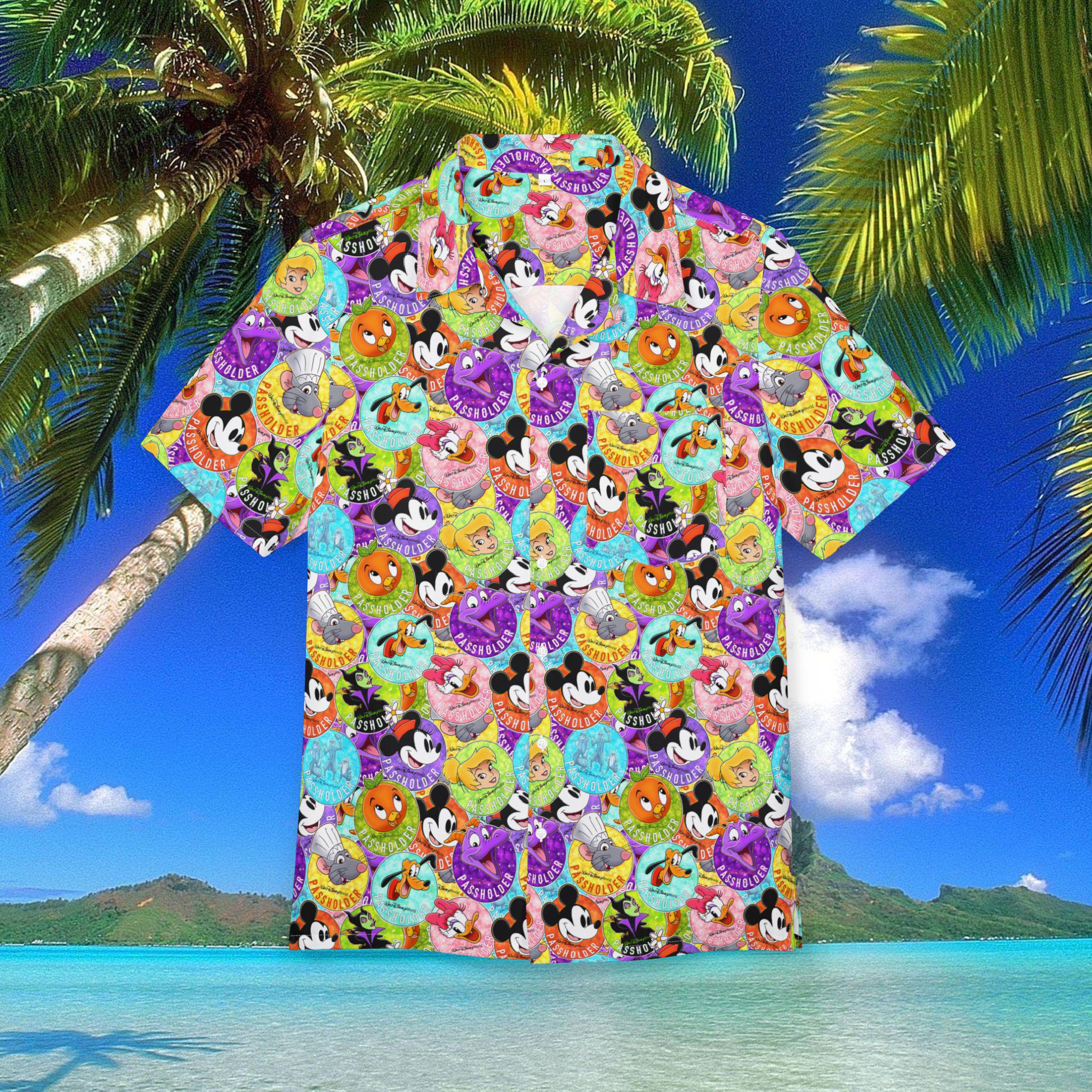 Discover Disney Passholder Hawaiian Shirt, Hawaii Button-Up, Disneyland Summer Trip Shirt, Adult Disney Gift