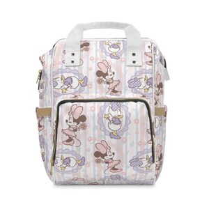 Pastel coquette Minnie & Daisy luiertas schattige Disney babytas girly strik esthetiek, Minnie Mouse moedertas, roze kraamcadeau afbeelding 2