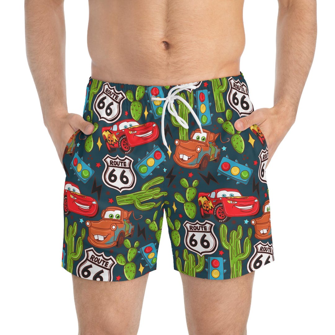 Cars Swim Trunks, Lightning Mcqueen Mens Beach Shorts, Disney