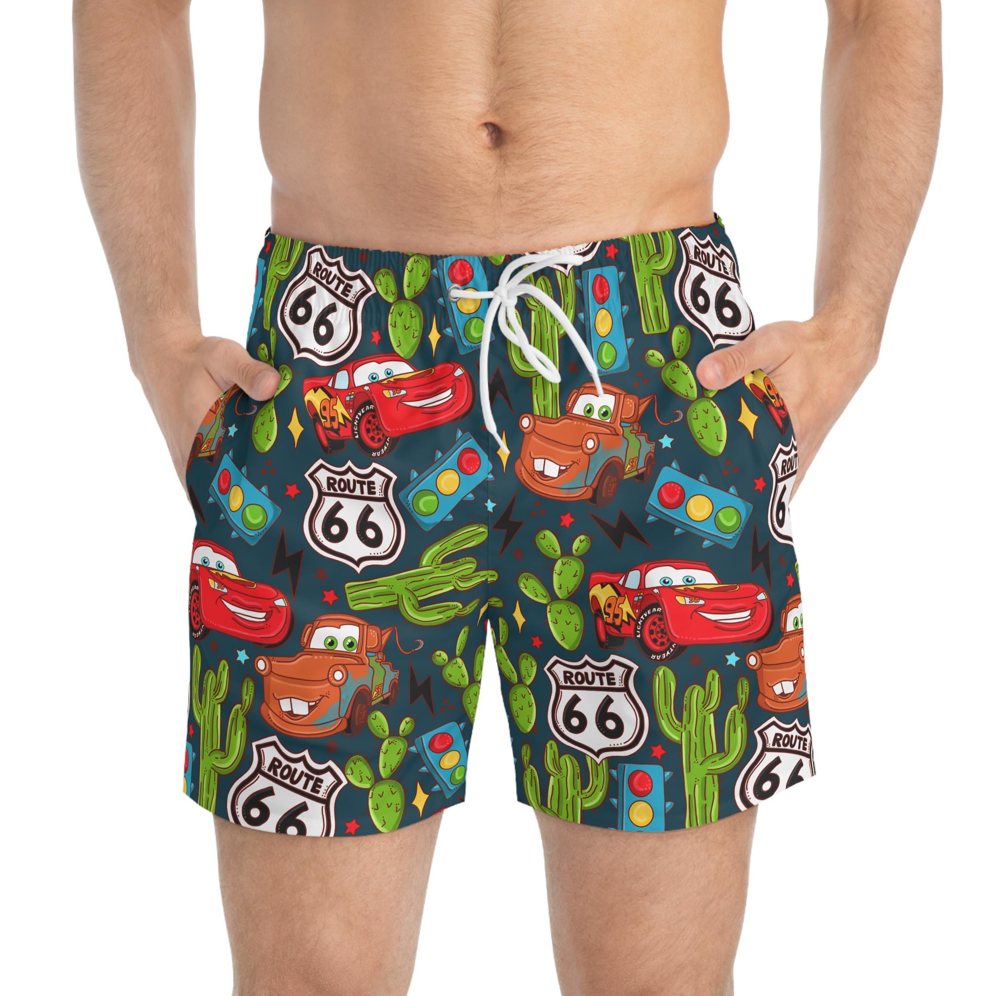 Cars Swim Trunks, Lightning Mcqueen Mens Beach Shorts, Disney