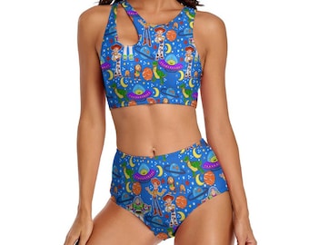 Toy Story Badeanzug, Buzz und Woody Badebekleidung, Disney Urlaub Bademode, Badeanzug Schwimmen Sommer, Urlaubs Essentials, Damen schwimmen
