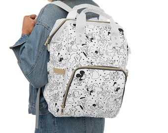 Mochila para pañales de Mickey y sus amigos / Bolsa de viaje para bebé Disney / Bolsa para mamá de Mickey / Mochila para pañales para viajes de Disney / Regalo para la guardería de Mickey