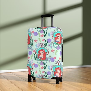 Disney Luggage Cover, Ariel Little Mermaid Suitcase Protector, Travel Accessories, Gift for Disney Fans, Travel Gear