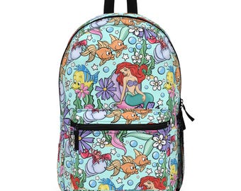 Backpack, Ariel Little Mermaid Disney Park Bag, School Bookbag, Travel Backpack, Kids Backpack, Women's Bag
