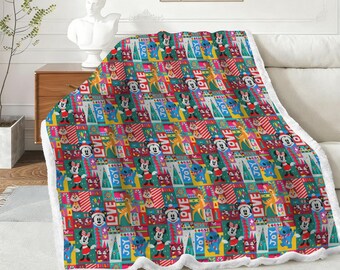 Mickey and Minnie Christmas Blanket, Disney Throw, Holiday Blanket, Mickey Blanket, Baby Toddler Child Teen Adult Blanket, Disney Christmas