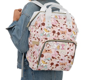 Mochila para pañales de Mickey y sus amigos / Bolsa de viaje para bebé Disney / Bolsa para mamá de Mickey / Mochila para pañales para viajes de Disney / Regalo para la guardería de Mickey