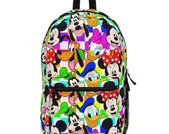 Mochila de Mickey y sus amigos / Mochila con personajes de Disney / Bonita mochila de viaje / Regalo mágico de Disney para niños o adultos. Mochila escolar.