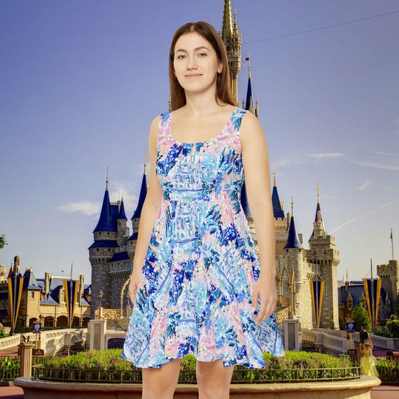 athletic skater dress Gray Skies Tropical Athletic Skater Dress or Skirt for Running, Race Costumes, Athleisure, or Bounding. S / Dress