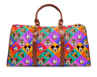 Mickey and Friends Duffle Bag, Waterproof Travel Bag, Overnight Bag, Weekend Bag, Disney Luggage, Weekender, Holiday Travel, Disney Gift