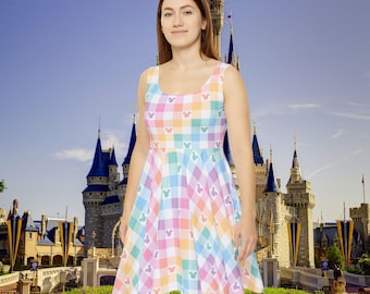 Pastel Mickey Skater Athletic Dress Disney Park Outfit for Women Cute Activewear Dress Magical Travel Dress Disneybound Look