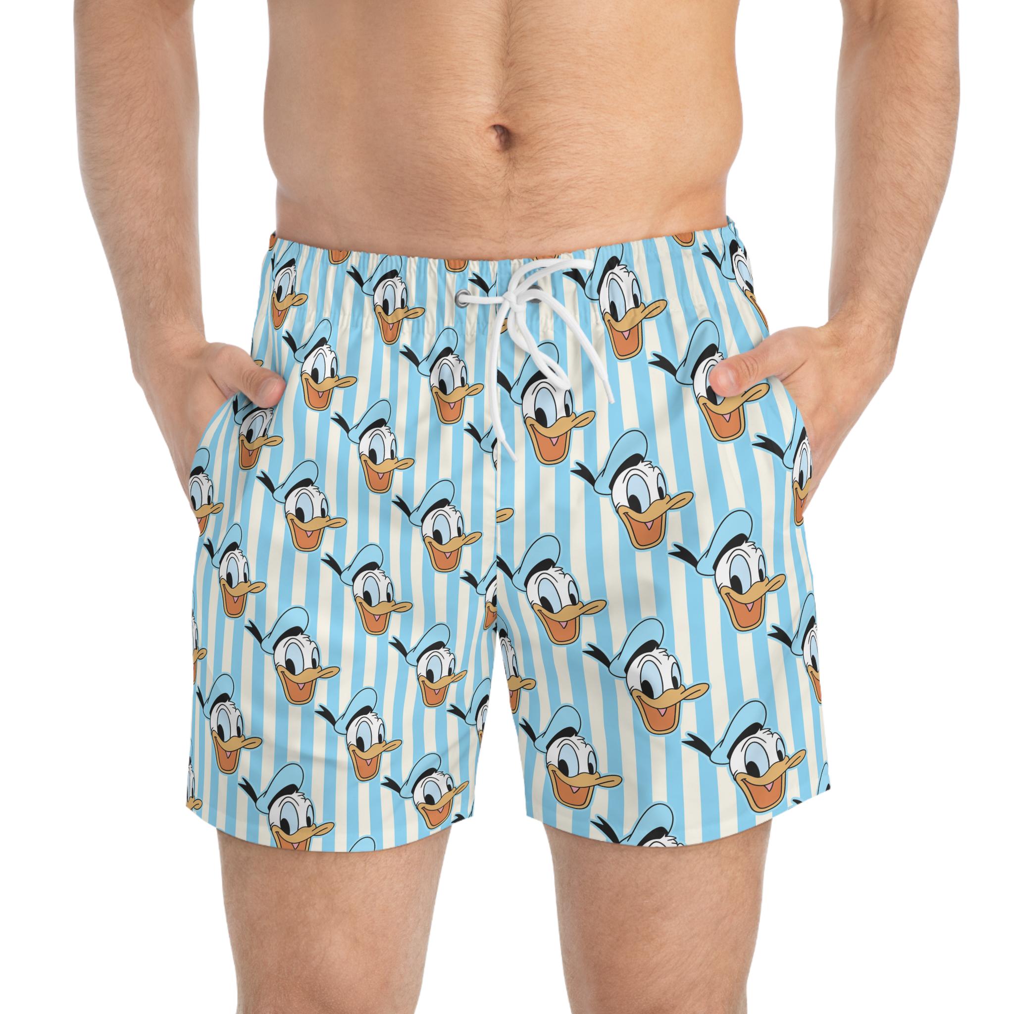 Discover Donald Swim Trunks, Donald Duck Mens Beach Shorts, Disney Vacation Swimwear
