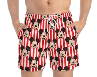Mickey Mouse Swim Trunks, Mickey Vintage Mens Beach Shorts, Disney Vacation Swimwear, Swim Suit Swim Trunks, Vacation Essentials