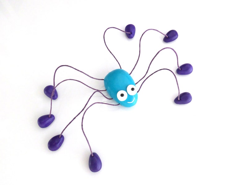 Lucette, l'araignée de frigo aimant de réfrigérateur turquoise et violet image 2
