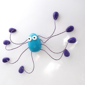 Lucette, l'araignée de frigo aimant de réfrigérateur turquoise et violet image 3