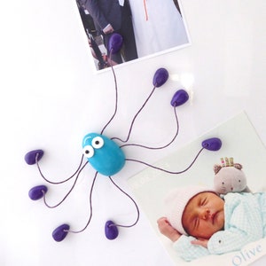 Lucette, the fridge spider | turquoise and purple refrigerator magnet