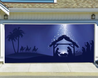 Nativity Scene Garage Door Cover Christmas Outdoor Decor Etsy