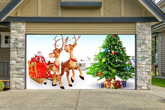 Christmas Decor For Garage Door Santa Claus Garage Door Mural Holiday Outdoor Decor Xmas Mural Garage Door Cover Xmas Decorations